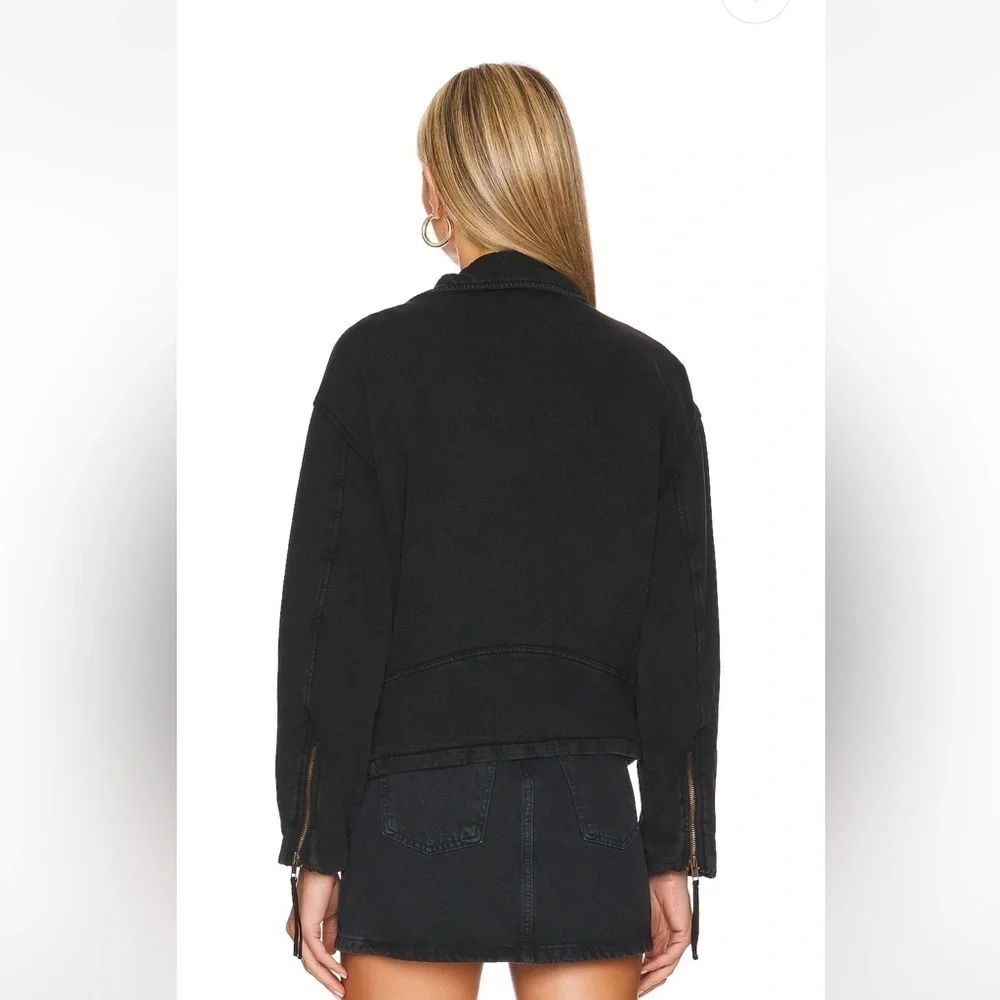 FREE PEOPLE Denim Moto Jacket in Black Rebel Rebel Knit Moto Jacket in Black NWT - Picture 4 of 10